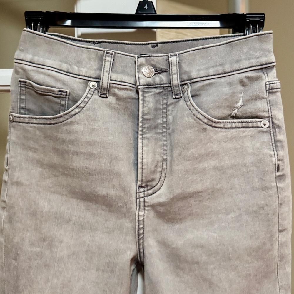 Express Gray Ripped High Rise Skinny Jeans - Picture 3 of 6